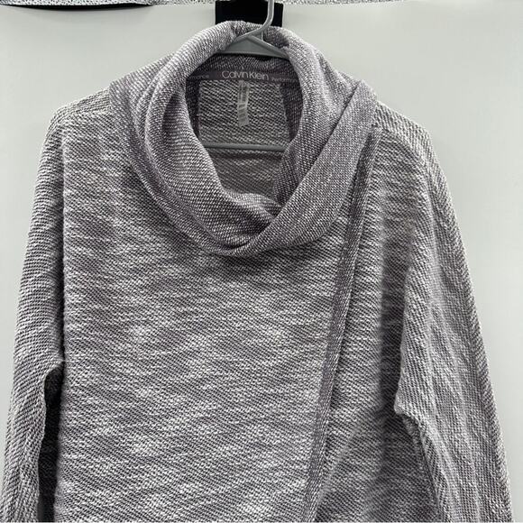Calvin Klein Purple & Gray Crossover Knit Cowl‎ Neck Pullover Sweater Size S - Picture 2 of 10